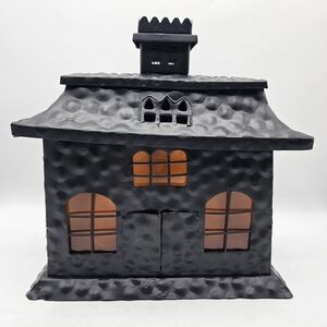 Black Metal Haunted House Candle Holder Gothic Halloween Light Up